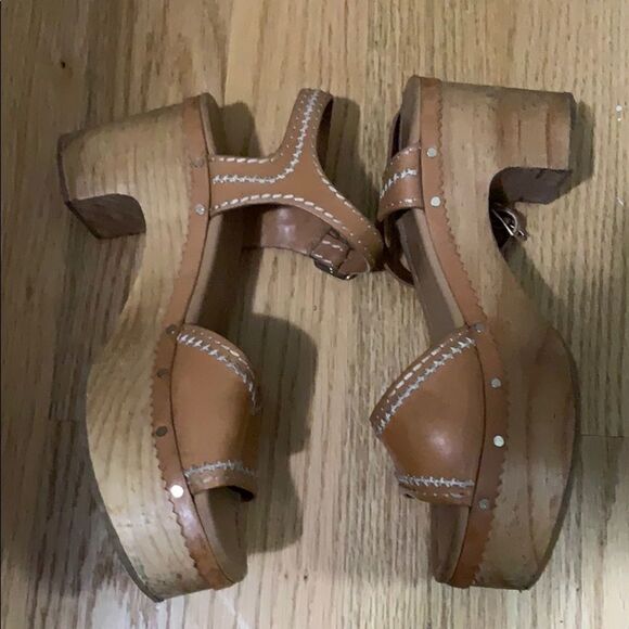 SANDRO WOOD HEEL SANDALS SIZE 39‎ - Picture 4 of 7